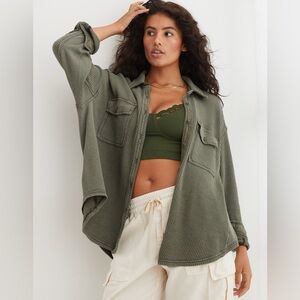 Aerie Lumber Jane Waffle Shirt L